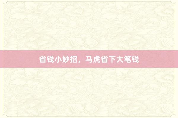 省钱小妙招,马虎省下大笔钱